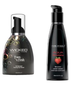 Wicked Adult Toy Cleaner Foam n Fresh w Aqua Strawberry Lube Lubricant