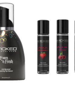 Wicked Care 1OZ Flavour Lube Aqua Lubricant & Foam n Fresh Toy Cleaner Set