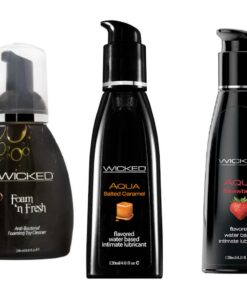 Wicked Foam Fresh Toy Clean Aqua Strawberry & Salted Caramel Lube Lubricant