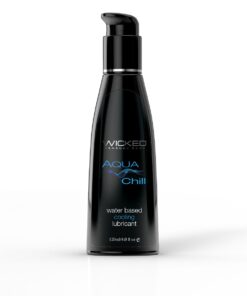 Wicked Sensual 4OZ Aqua Chill Lube Water Based Cooling Sensation Lubricant - 5 Pack