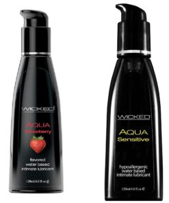 Wicked Sensual Adult Sexual Care Aqua Sensitive w Strawberry Lube Lubricant