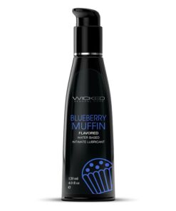 Wicked Sensual Aqua 4oz Blueberry Muffin Flavour Lube Water Based Lubricant - 20 Pack
