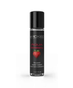Wicked Sensual Care Aqua 1oz Strawberry Lube Flavoured Water Base Lubricant - 5 Pack