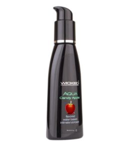 Wicked Sensual Care Aqua 4oz Candy Apple Flavour Lube Water Based Lubricant - 20 Pack