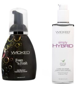 Wicked Sensual Foam n Fresh Toy Cleaner w Simply Hybrid 4OZ Lube Lubricant