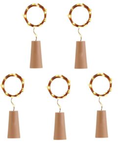 Wine Bottle Cork LED Fairy Lights Battery Powered Warm White - Set of 5