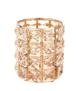 Women Crystal Cosmetic Brush Organizer Makeup Tool Holder - Golden