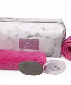 Wonder Towel White Marble Luxury Cosmetic Bag Collection - Pink