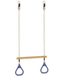 Wooden Trapeze Swing with Plastic Triangular Gym Rings