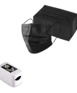 YM103 Finger Pulse Oximeter Monitor & 500x Black Disposable Face Masks