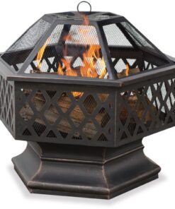 Zooltro Hexagonal Lattice Wood Burning Fire Pit In Bronze Finish