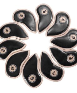 10 Piece Crystal Pu Leather Golf Iron Head Covers Set - Black