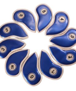 10 Piece Crystal Pu Leather Golf Iron Head Covers Set - Blue