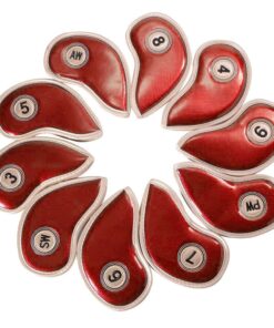 10 Piece Crystal Pu Leather Golf Iron Head Covers Set - Red