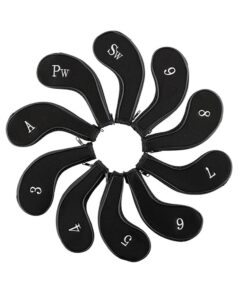 10 Piece Golf Club Head Protective Covers-Black