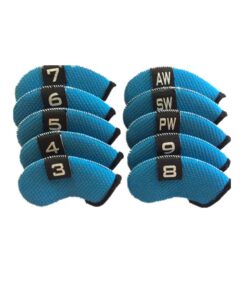 10 Piece Golf Club Iron Head Covers Neoprene Golf Headcovers - Blue