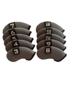 10 Piece Golf Club Iron Head Covers Neoprene Golf Headcovers-Gray
