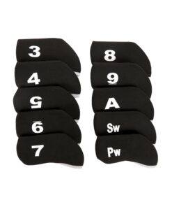 10 Piece Golf Head Covers Neoprene Club Iron Head Protector - Black