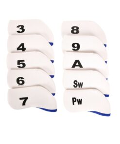 10 Piece Golf Head Covers Neoprene Club Iron Head Protector - Blue