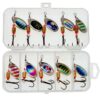 10 Piece Metal Spinner Lures Baits With Tackle Box