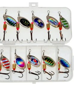 10 Piece Metal Spinner Lures Baits With Tackle Box