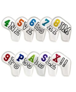 10 Piece PU Leather Golf Club Protector Golf Iron Head Covers - White