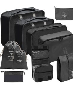 10-Piece Set Packing Cubes Luggage Packing Organizers for Travel - Black