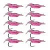 10 Piece Shrimp Lures with Hook Pink - 4cm