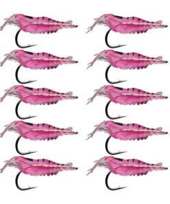 10 Piece Shrimp Lures with Hook Pink - 4cm