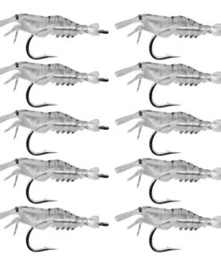 10 Piece Shrimp Lures with Hook Tranparent - 4cm