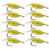 10 Piece Shrimp Lures with Hook Yellow - 4cm
