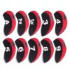 10 Piece Top Window Golf Iron Club Head Covers - Red & Black