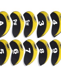 10 Piece Top Window Golf Iron Club Head Covers - Yellow & Black