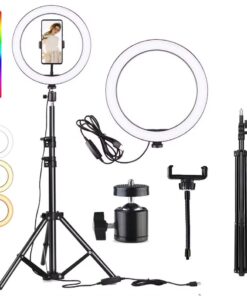 10" RGB Ring Light with Extendable Tripod Stand and Phone Holder Kit - EMS