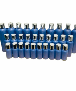 10 x 50ml ,100ml & 250ml Blue HDPE Bottles with Silver + White Flip Caps