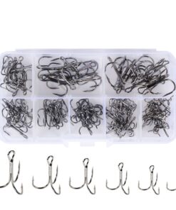 100 Piece Treble Fishing Hooks Sharp Round Bend Treble Hooks