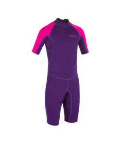 100 Surf Shorty Children's Wetsuit 1.5mm Neoprene - Purple/Pink - 12 years
