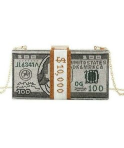 $10000 Dollar Clutch Evening Rhinestone Bag