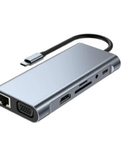 11-in-1 Type-C Multi functional Hub Compatible with USB VGA AUX LAN SD/TF