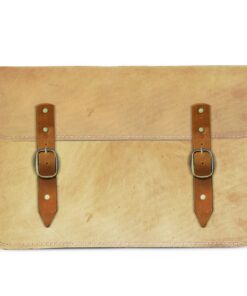 11 Inch Genuine Leather Laptop Sleeve With straps - hazelnut & Pecan