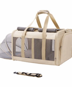 113CM DogCat Portable Double Pet Carrier Expandable Collapsible Lightweight - Beige