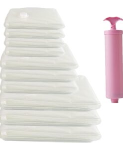 11PK Transparent Vacuum Clothes Storage Bag Travel Hand Pump Set Save Space
