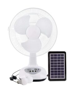 12-inch Rechargeable Fan With 2 LED Lights - Solar or AC/DC