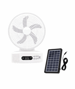 12-Inch Solar Rechargeable Portable Desktop Fan with Built-in LED Light