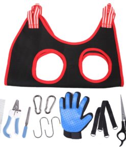 12 Piece Pet Grooming Hammock Set with Nail Clippers for Dogs and Cats