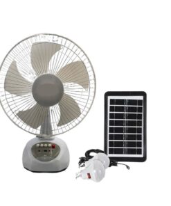 12" Rechargeable Desk Fan LED Light And Light Bulbs And Solar Panel JA-68