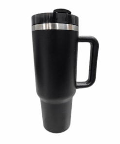 1.2L Tumbler with Handle Straw Lid, Stainless Steel Travel Mug - Black