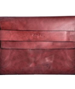 13" Genuine Leather Unlined Laptop Sleeve - Cherry