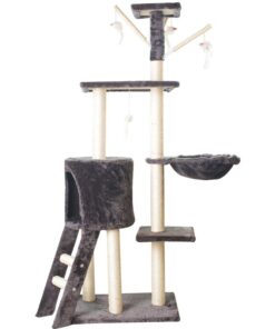 138CM Cat Tree House Tower & Climbing Frame Sisal Post Kitten Play House - Dark Grey
