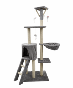 138cm Cat Tree Tower with Condo Hammock Scratching Post Toy for House Play